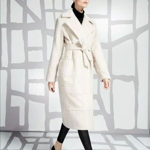 MAX MARA + LIU WEI Wool Silk Angora Beige Wrap Belted Coat 2 4 6 NWOT$2100
